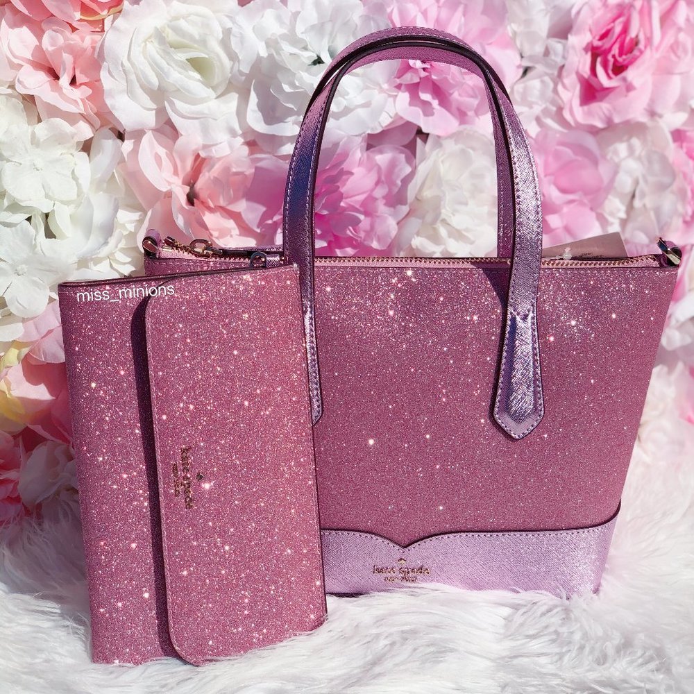 kate spade lola glitter satchel wristlet set - Picture 1 of 13